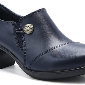 Women's Leather Slip-On Loafer Shoes Size 9 Zipper Casual Dress